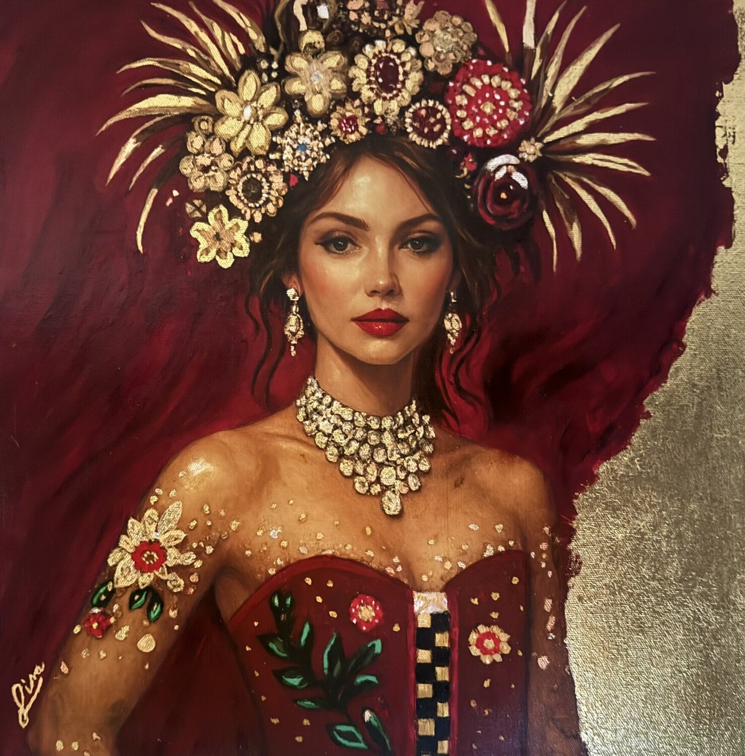 Scarlet Radiance Lisa Rees Original painting for sale