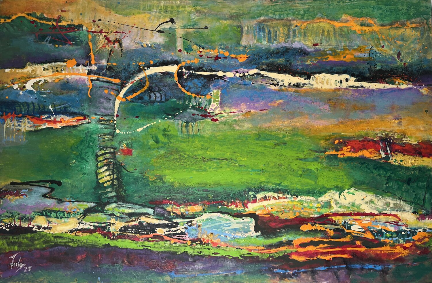 Landscape 2505 Herta Reitz Originalgemälde zu verkaufen