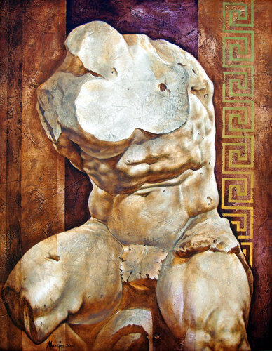 "The Fragment of Eternity" (Apollo) by Kostakis Manelis, Painting for Sale on Select