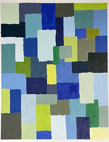 Patchwork Blues by Nadezhda Siuzeva, Painting for Sale on Select