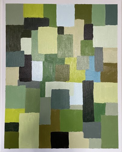Green Patchwork by Nadezhda Siuzeva, Painting for Sale on Select