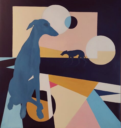 PERRO AZUL by África Gil Escolar, Painting for Sale on Select