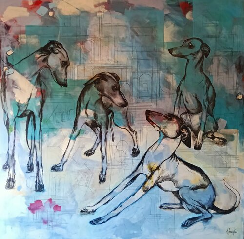 ELLOS EN SU MUNDO by África Gil Escolar, Painting for Sale on Select