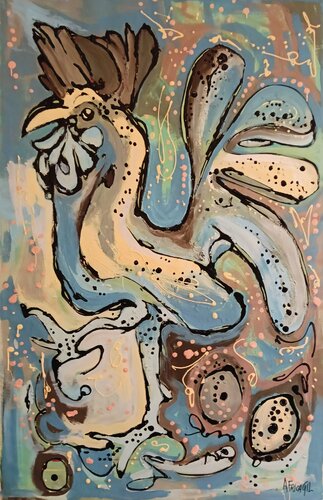 EL CANTO DEL GALLO by África Gil Escolar, Painting for Sale on Select