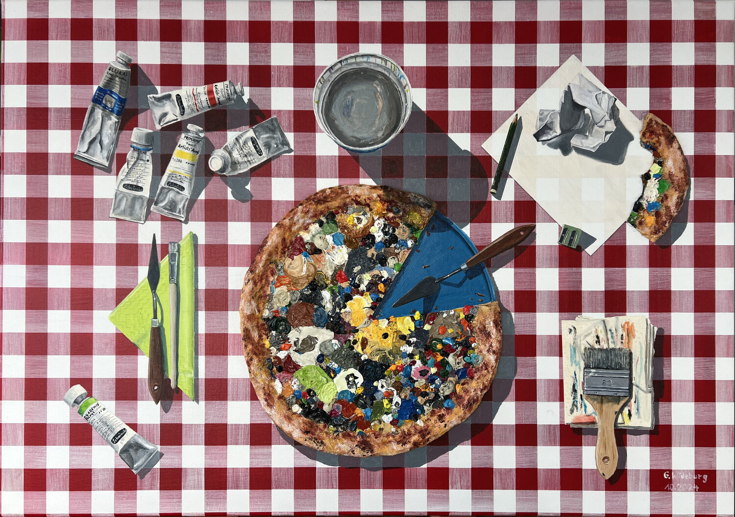 Pizza a Colori 2 Günter Wideburg Original painting for sale