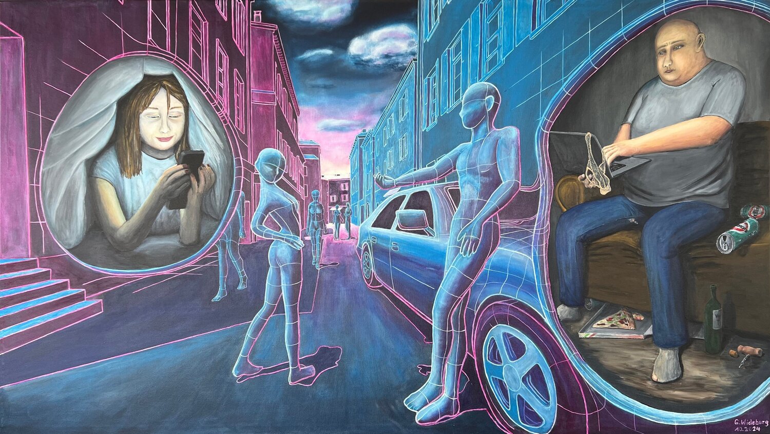 Hinter der digitalen Fassade Günter Wideburg Original painting for sale