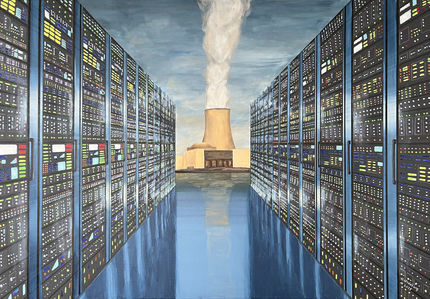 KI Ladestation Günter Wideburg Original painting for sale
