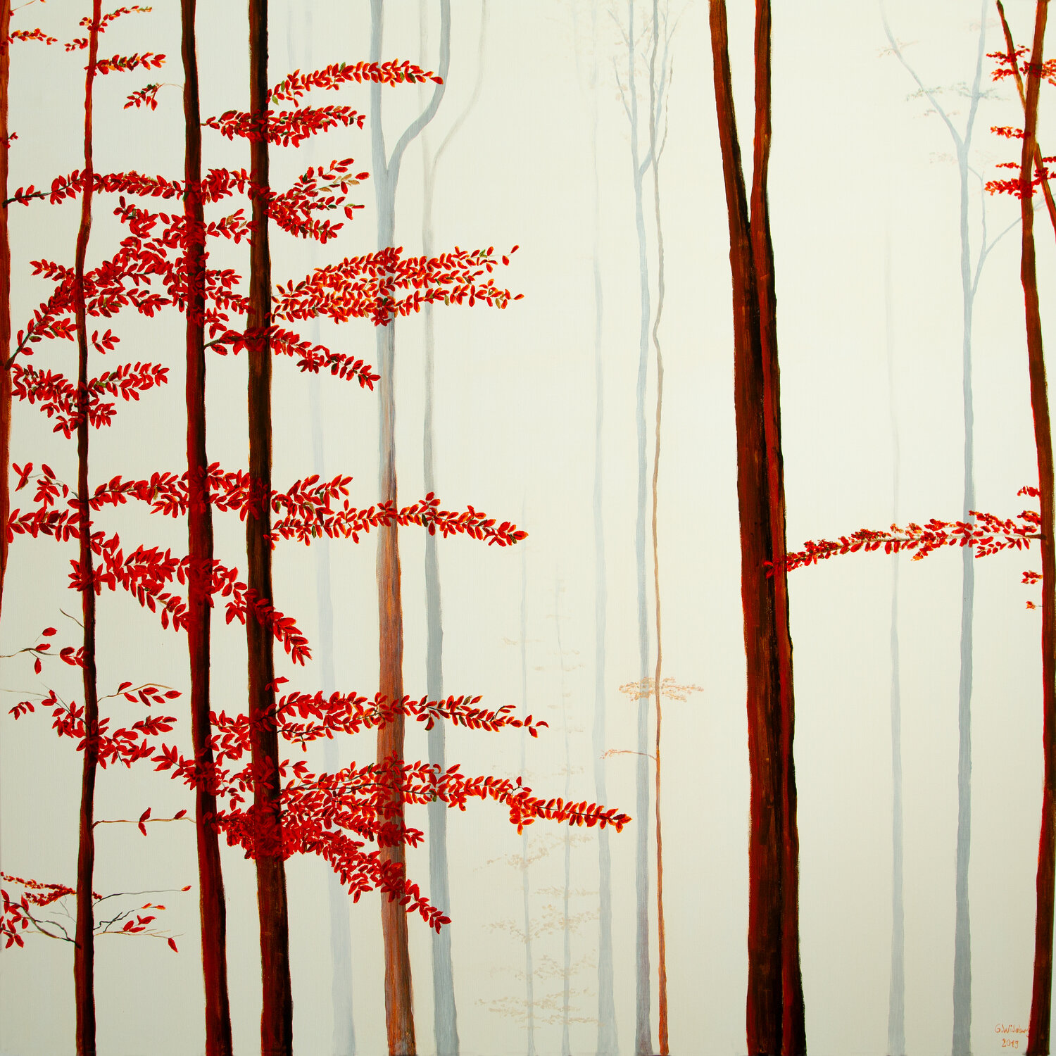 Herbstwald Günter Wideburg Original painting for sale