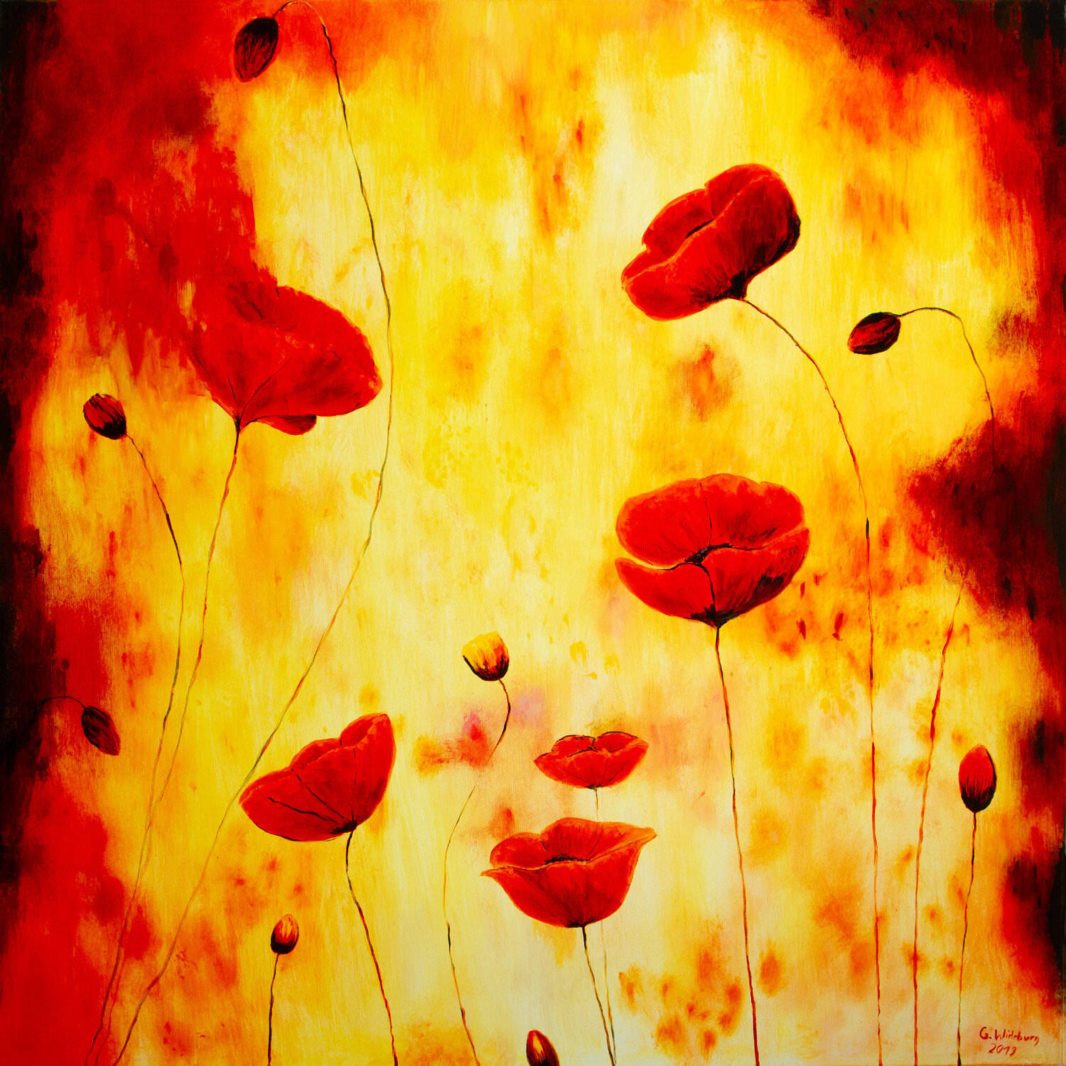 Mohnblumen Günter Wideburg Original painting for sale