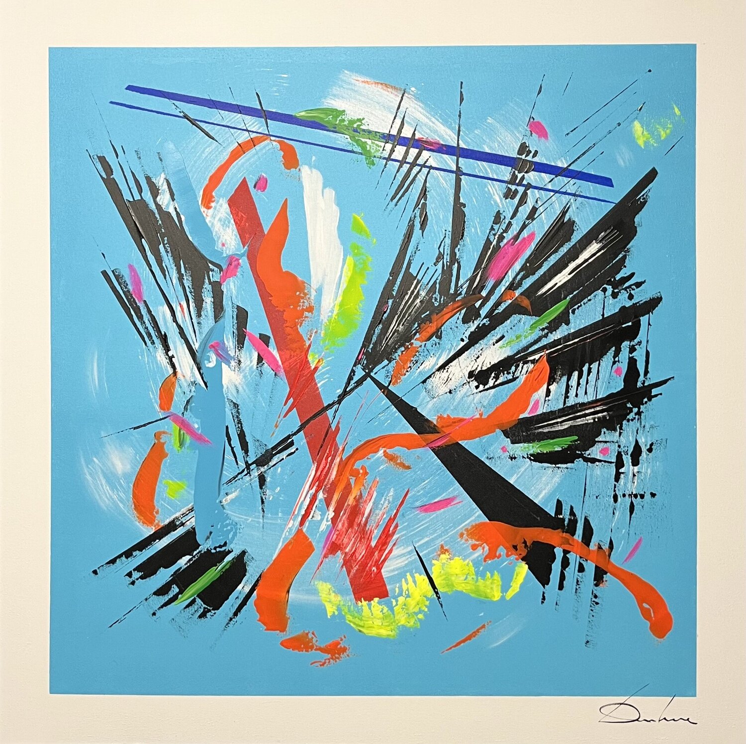 LA FIN DU DRAGON A PLUMES Richard Dubure Original painting for sale