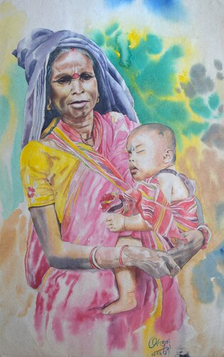 Affection by Ajoy Dey, Painting for Sale on Select