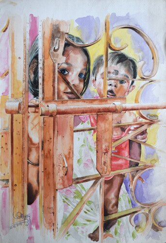 Sibling by Ajoy Dey, Painting for Sale on Select