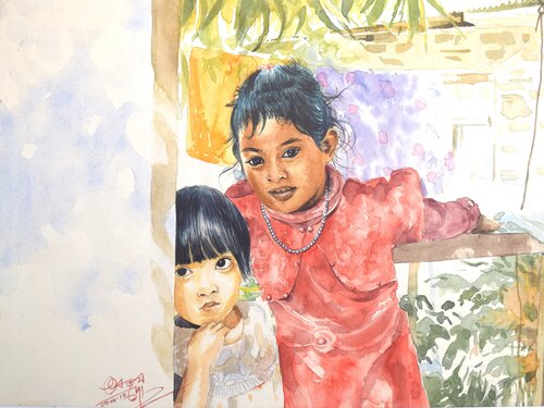 Innocent Bond by Ajoy Dey, Painting for Sale on Select
