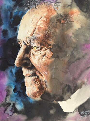 A Life in Shadow by Ajoy Dey, Painting for Sale on Select