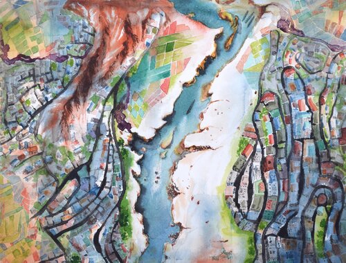 The River's Course by Ajoy Dey, Painting for Sale on Select