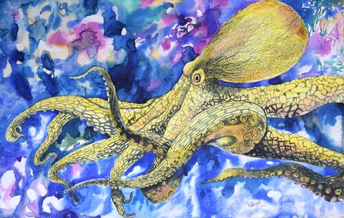 Denizen of The Blue by Ajoy Dey, Painting for Sale on Select