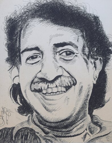 Kalika Prasad Bhattacharjee (Indian Folk Singer) by Ajoy Dey, Painting for Sale on Select