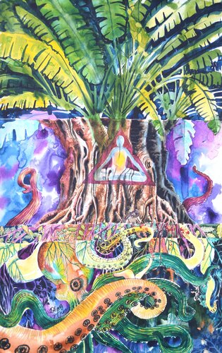 Nature and the Inner Soul by Ajoy Dey, Painting for Sale on Select