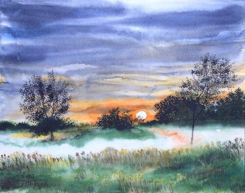 Twilight Glow by Ajoy Dey, Painting for Sale on Select