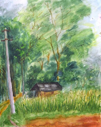 The Solitary Cottage von Ajoy Dey, Malerei kaufen auf Select