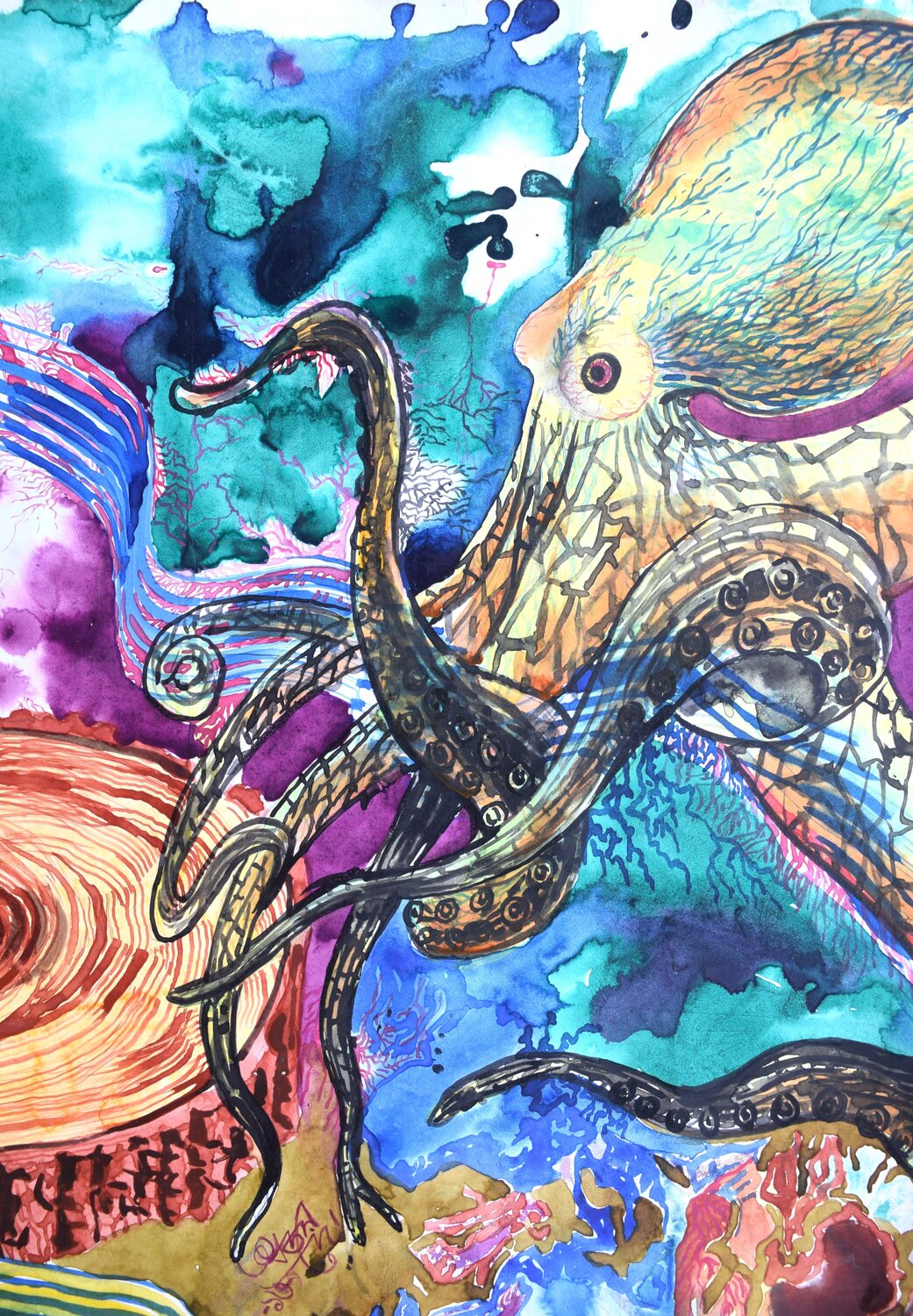Puzzled Nature Ajoy Dey Original painting for sale