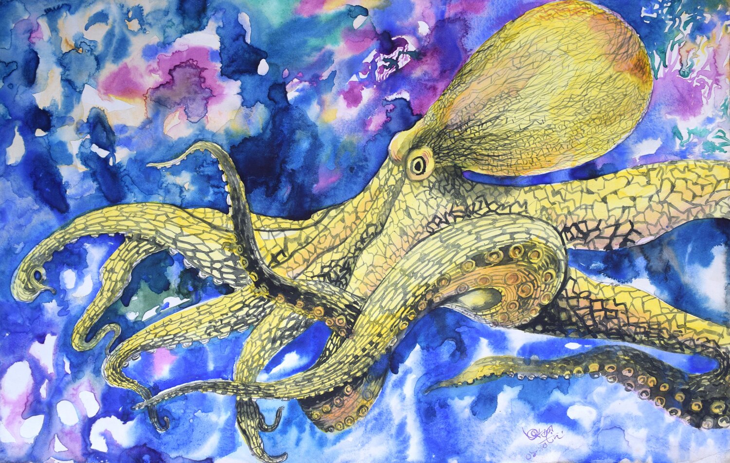 Denizen of The Blue Ajoy Dey Original painting for sale