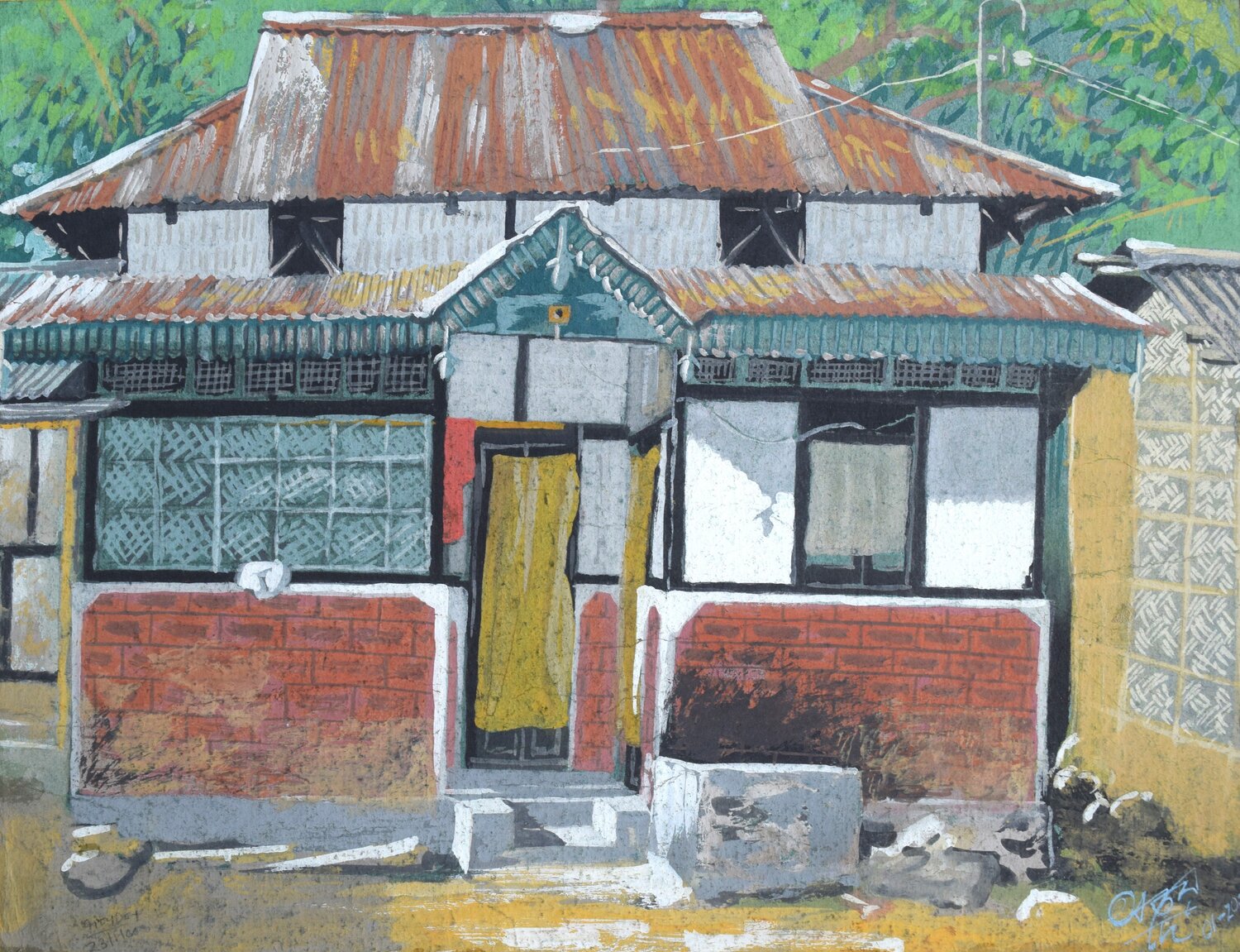 Our Humble Abode Ajoy Dey Original painting for sale