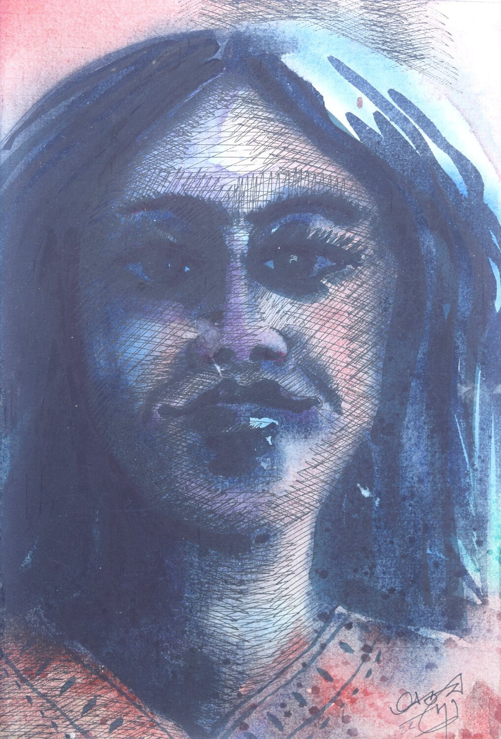 The Mystical Face Ajoy Dey Original painting for sale