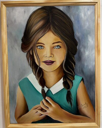 Ojos de cielo by Cintia Kamlovsky, Painting for Sale on Select
