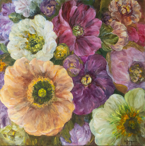 Not All the Flowers Bloom at the Same Time by Maria Isabel Rodriguez, Painting for Sale on Select