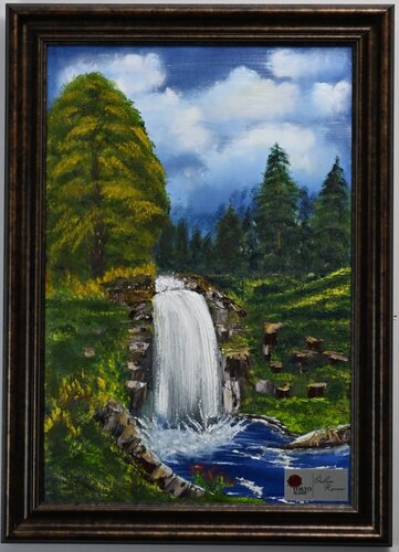Whispering White Waterfall by Ozlem Karaer, Painting for Sale on Select