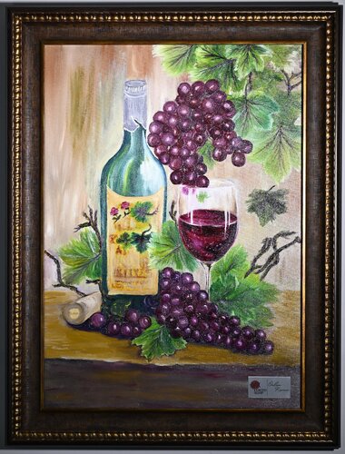 Still Life Painting with Grape Harvest Theme by Ozlem Karaer, Painting for Sale on Select