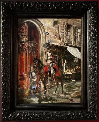 Mounted Soldier and Nostalgic Street by Ozlem Karaer, Painting for Sale on Select