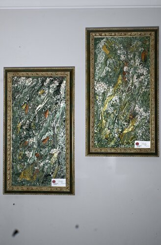 Double Decorative Green Painting by Ozlem Karaer, Painting for Sale on Select