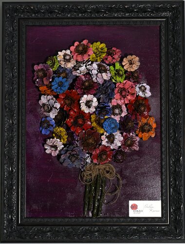 Colorful Flower Bouquet by Ozlem Karaer, Painting for Sale on Select