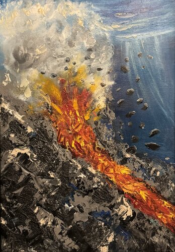 Where Fire Meets the Sea by Ozlem Karaer, Painting for Sale on Select
