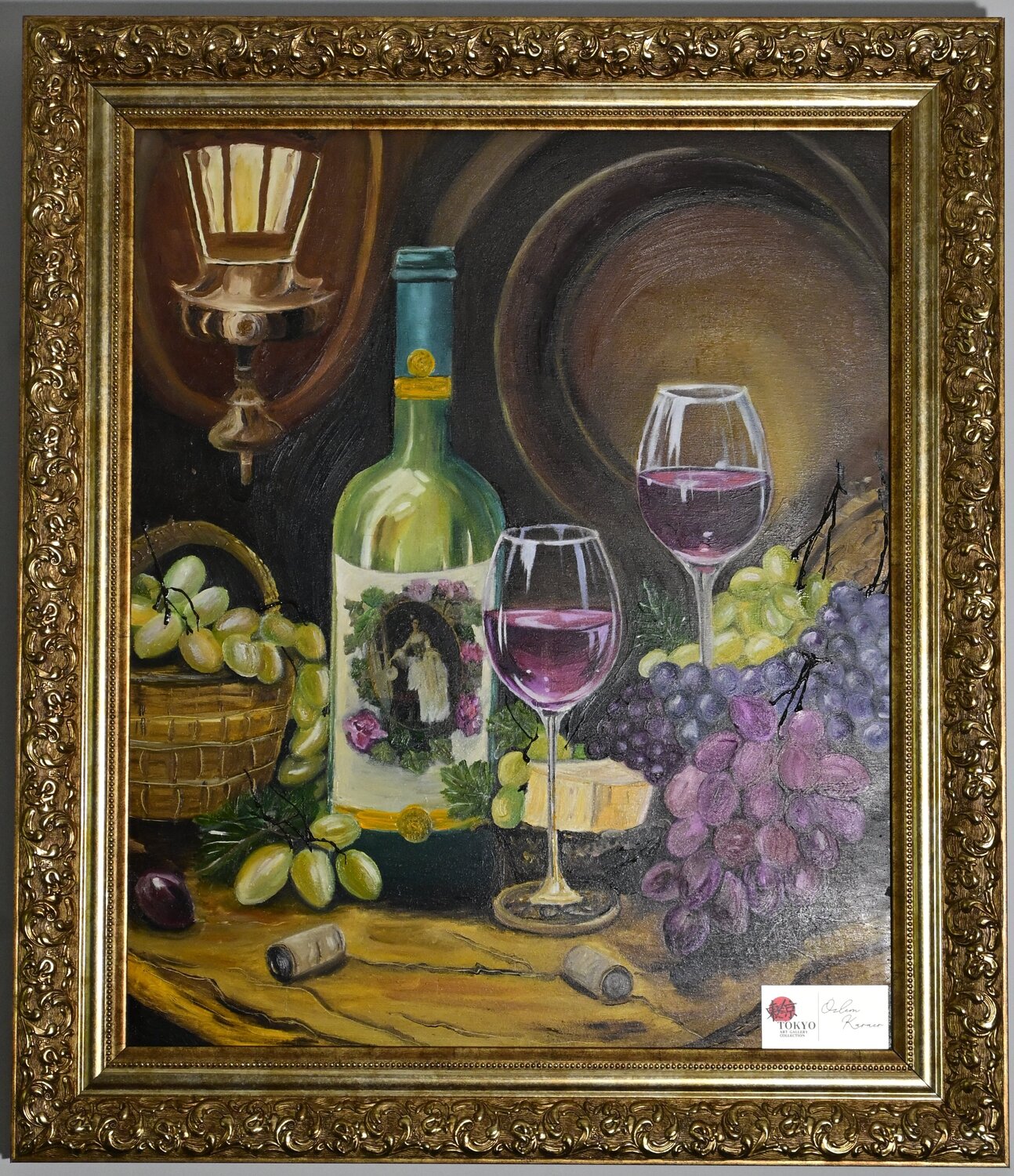Glasses and Grapes Still Life Painting Ozlem Karaer Original painting for sale