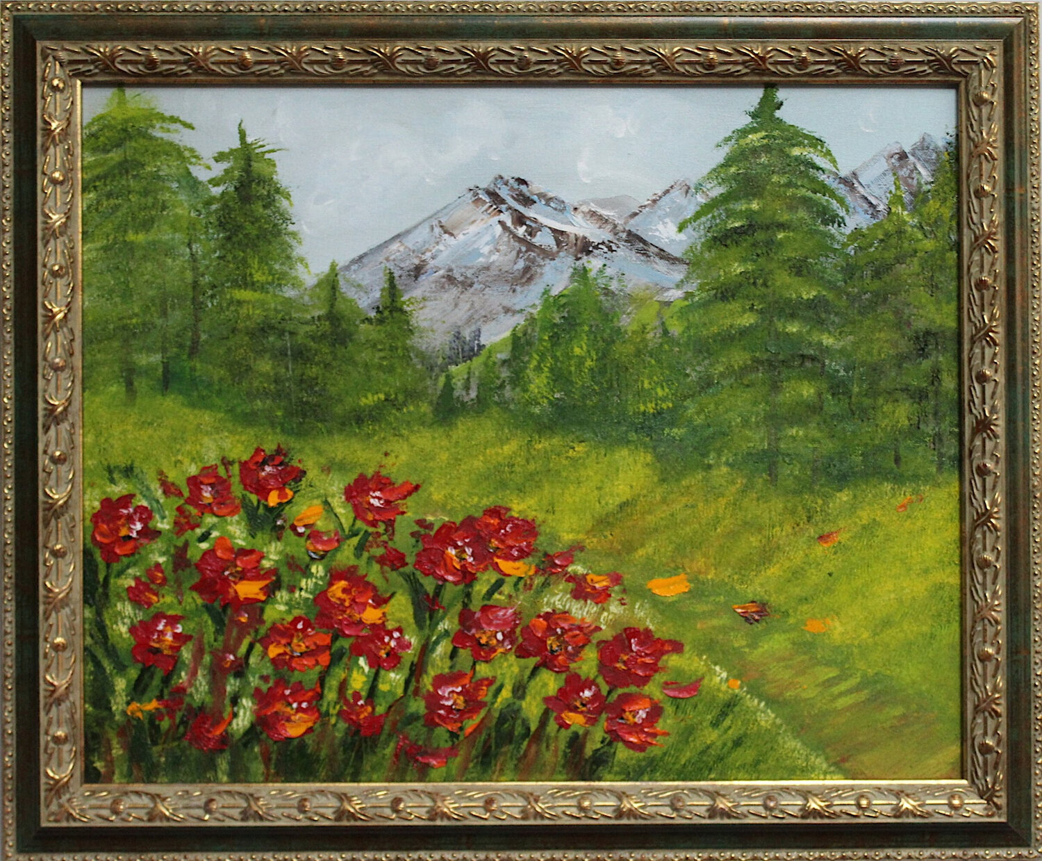 Spring Among the Snowy Peaks Ozlem Karaer Original painting for sale