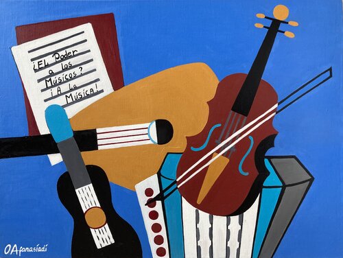 Bodegón con instrumentos musicales by Olga Afanasiadi, Painting for Sale on Select