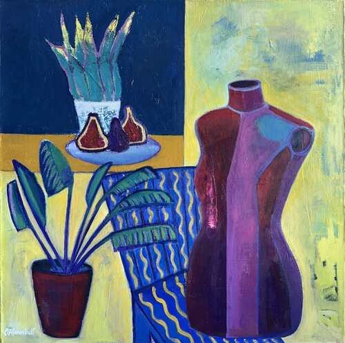 Composición con  maniquí y plantas. von Olga Afanasiadi, Malerei kaufen auf Select