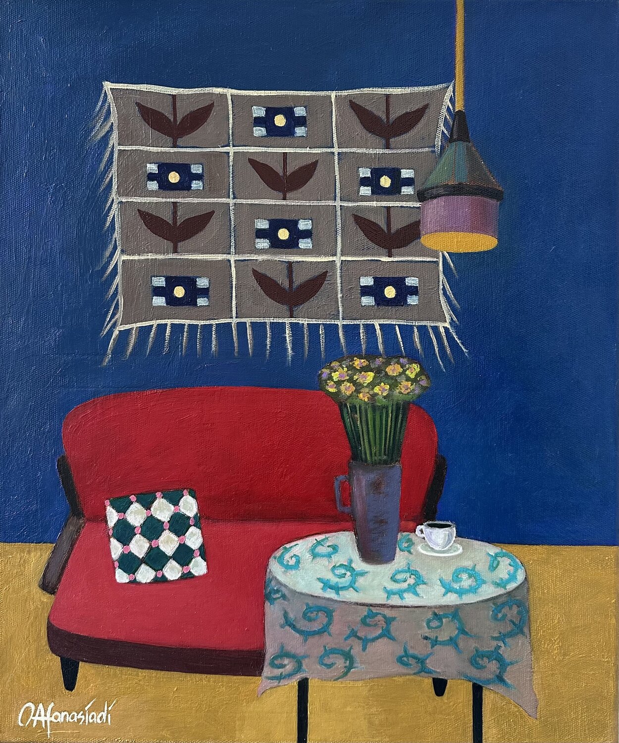 Interior georgiano Olga Afanasiadi Original painting for sale