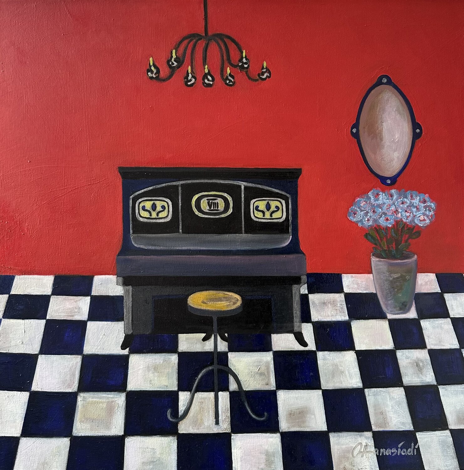 Interior con el piano Olga Afanasiadi Original painting for sale