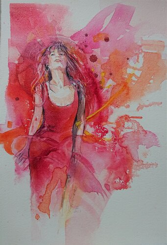 Lady in red... von Gabriele Templin-Kirz, Malerei kaufen auf Select