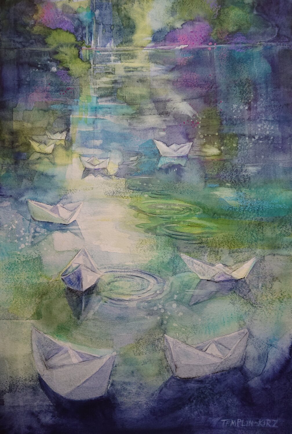 Paperboats II Gabriele Templin-Kirz Originalgemälde zu verkaufen