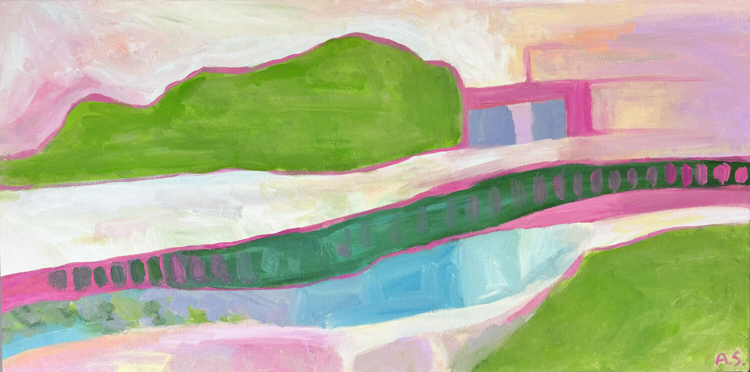 Bauhaus im Grünen Aylin Schickel Original painting for sale