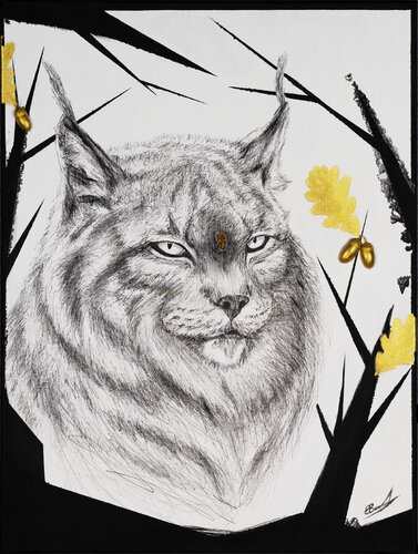 ''Lynx in the Deforestation'' von Eivydas Budriunas, Malerei kaufen auf Select