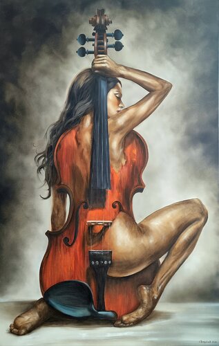 Play with Me or Don’t Touch Me — Contemporary Figurative Oil Painting von Natalia Bazyliuk, Malerei kaufen auf Select
