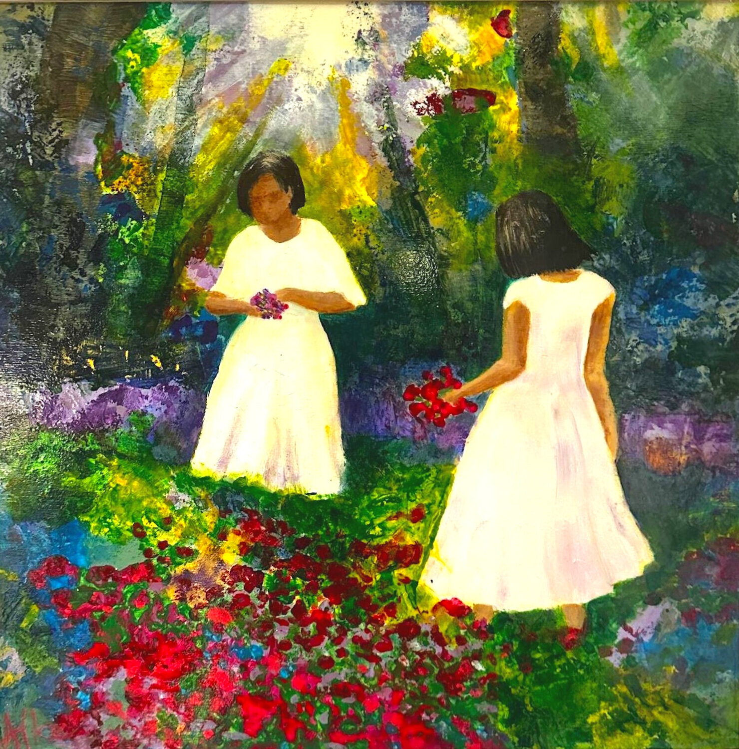 Sisters II Afke Van Mansum Originalgemälde zu verkaufen