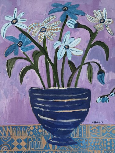 Anemones and Ceramic von Anna Marous, Malerei kaufen auf Select