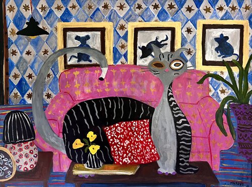 El Gato in the Living Room by Anna Marous, Painting for Sale on Select